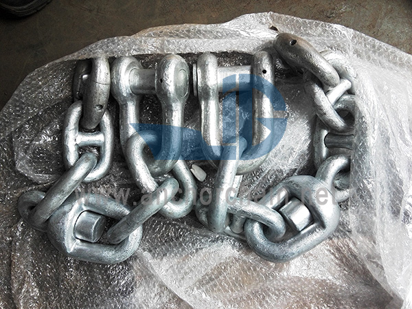Arrangement of anchor rod in marine anchor chain